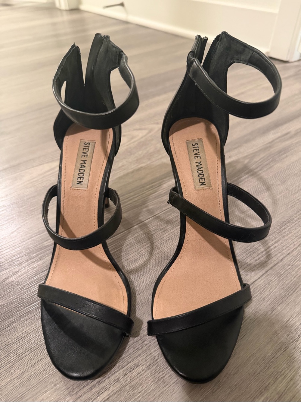 Steve Madden Feelya Black Strappy High Heel Sandals